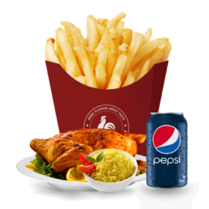 1⁄2 Peri Peri Chicken with Rice or Fries & Drink or Side