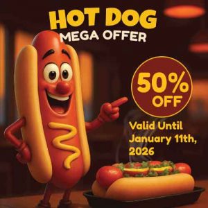 Hot Dog 50% Offer