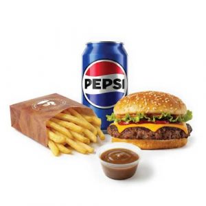 Cheese Burger, Fries, Drink or Side