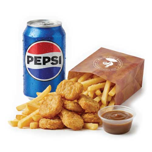 Chicken Nuggets or Popcorn, Fries, Drink or Side