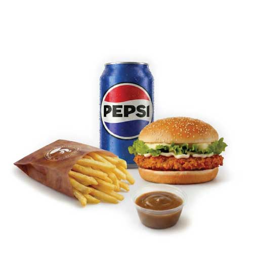 Chicken Fillet Burger, Fries, Drink or Side