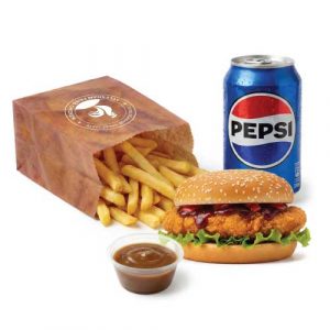 BBQ Chicken Burger, Fries, Drink or Side