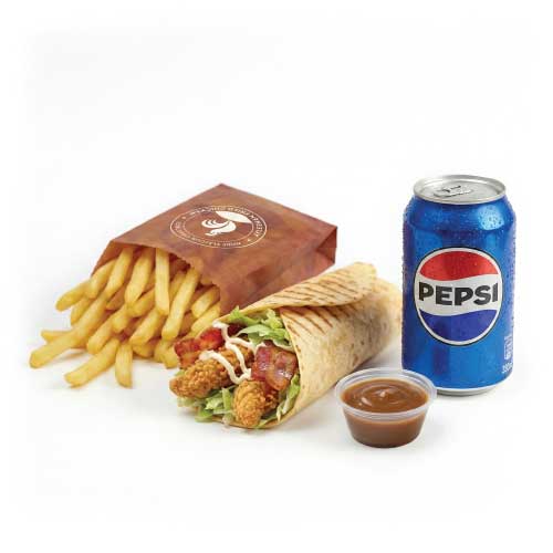 Chicken Bacon Wrap, Fries, Drink or Side