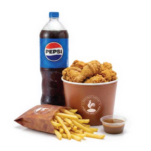8 Pcs Chicken, 4 Fries, Any 2 Large Sides, 1.5L Drink