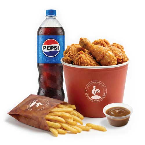 10 Pcs Chicken, 4 Fries, Any 2 Large Sides, 1.5L Drink