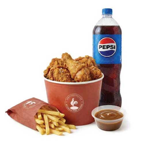 14 Pcs Chicken, 4 Fries, Any 2 Large Sides, 1.5L Drink