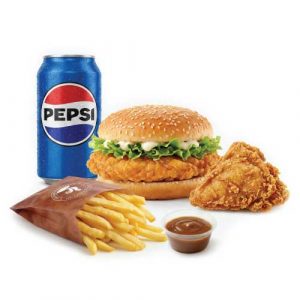 1 Chicken Burger, 1 Pc Chicken, Reg Fries, Drink, Side